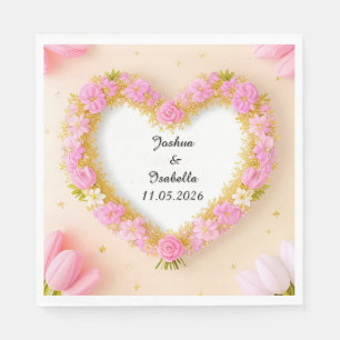 Herzförmiger Blumenrahmen Serviette