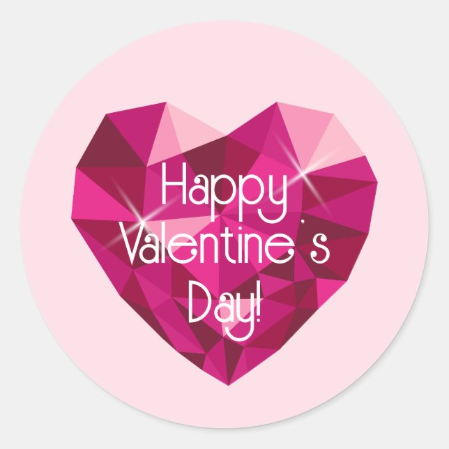 Herzförmiger Diamant Valentinstag Runder Aufkleber (Vorderseite)