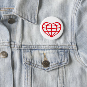 Herzförmiger Erdball Liebe Button