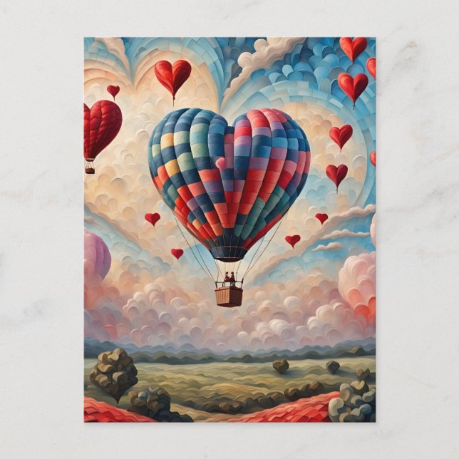 Herzförmiger Heißluftballon  Postkarte (Vorderseite)