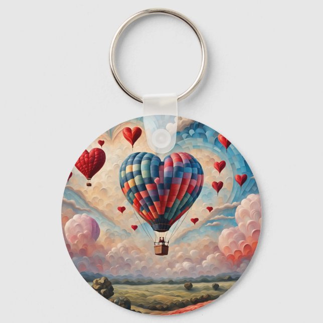 Herzförmiger Heißluftballon  Schlüsselanhänger (Vorderseite)