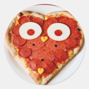 Herzförmiger Pizza-Aufkleber - Cute & Funny Foodie Runder Aufkleber