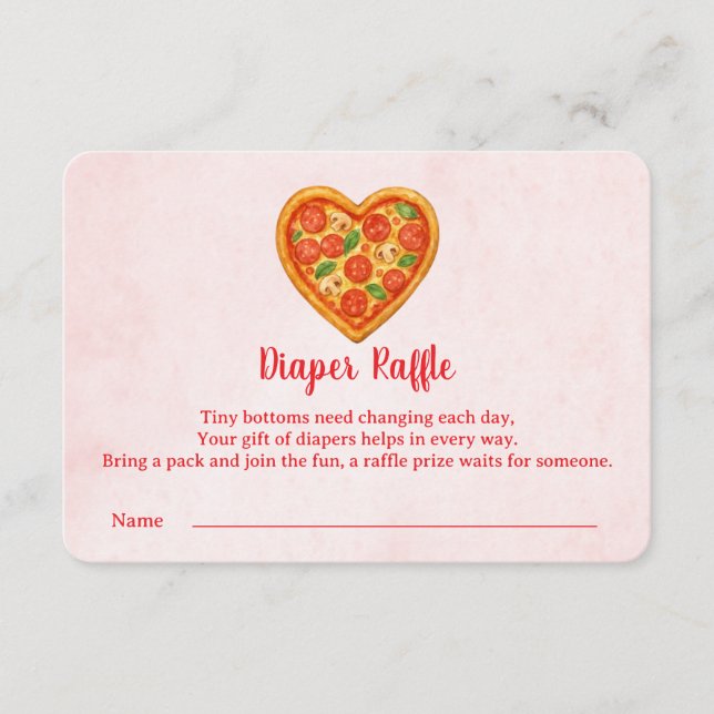 Herzförmiger Pizza-Windel-Raffle-Einsatz | Rot Dankeskarte (Vorderseite)