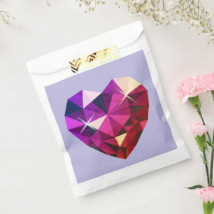 Herzförmiger roter und violetter Edelstein Geschenktütchen