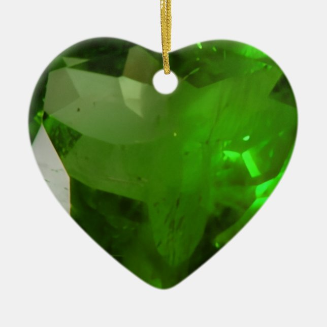 Herzförmiger Smaragd Keramik Ornament (Vorne)