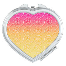 Herzförmiger Taschenspiegel Rosa & Gelber Farbverl