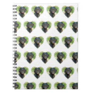 Herzförmiges Design mit Bonobo Baby Ape Notizblock