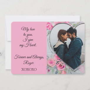 Herzförmiges Foto Valentinstag Flache Festtagskart Feiertagskarte