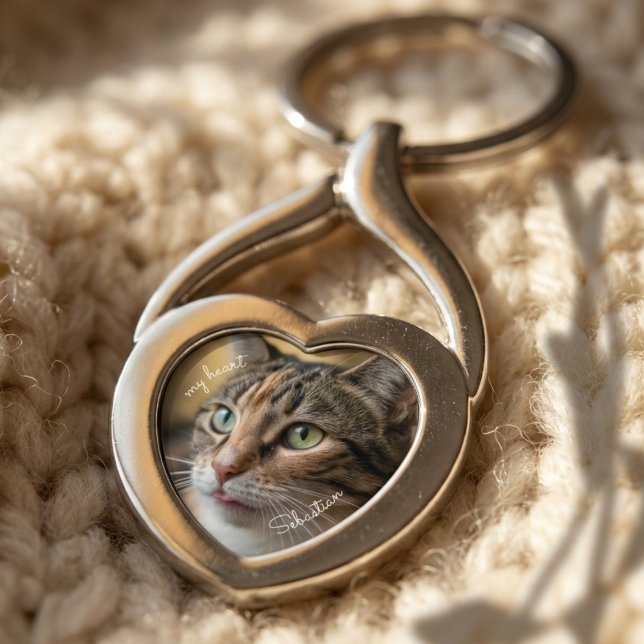 Herzförmiges Foto von Haustieren Schlüsselanhänger (Pet photo keychain)