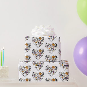 Herzförmiges Halloween-Muster Weißen Halloween Geschenkpapier