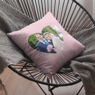 Herzförmiges Hochzeitsfoto Rosa Kissen