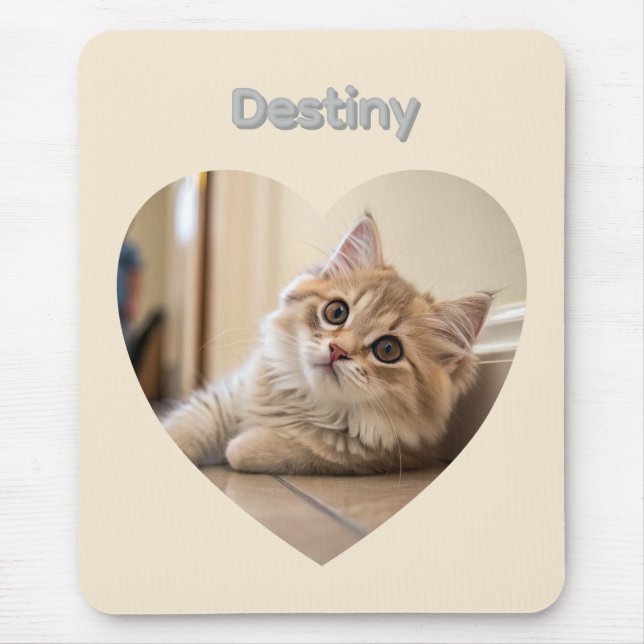 Herzförmiges Katzen-Design Mousepad (Vorne)