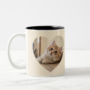 Herzförmiges Katzen-Design Zweifarbige Tasse