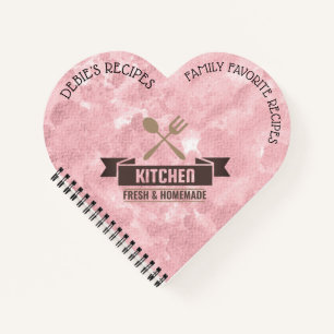 Herzförmiges personalisiertes Rezeptbuch Notizbuch