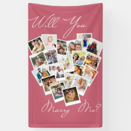 Herzfoto Collage heiraten Sie mir pink Banner