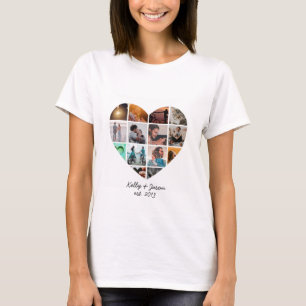 Herzfoto Collage Liebe Couple Family T-Shirt