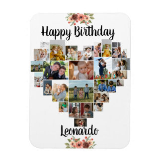 Herzfoto Collage Personalisiertes Drehbuch Geburts Magnet