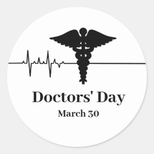 Herzfrequenz & Caduceus Doctor Name Aufkleber