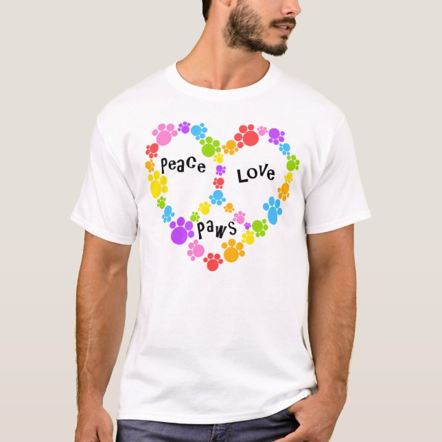 Herzfriedenszeichen-Shirt! Regenbogentatzendrucke! T-Shirt (Vorderseite)