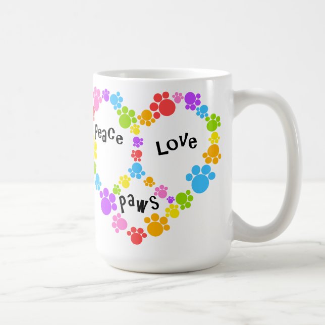 Herzfriedenszeichen-Tasse! Tatzendrucke! Tasse (Rechts)
