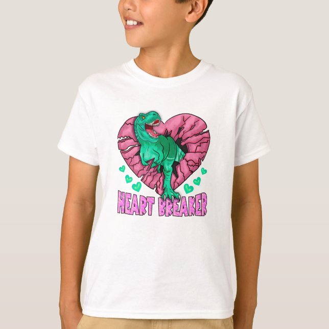 Herzfrühstück Funny Dinosaur Valentinstag T-Shirt (Vorderseite)