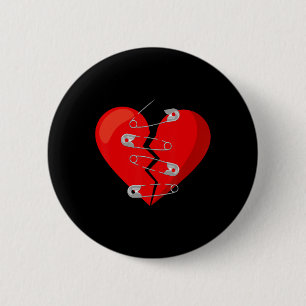 Herzgebrochen und Sicherheitsnadeln Anti-Valentins Button
