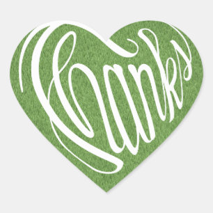 Herzgeformter Dank in 6 Sprachen Herz-Aufkleber