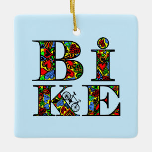 Herzgefüllter Fahrradtext Keramikornament