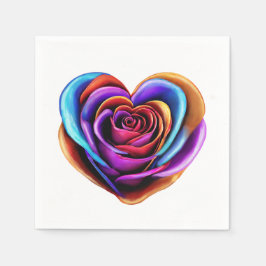 Herzgeprägte farbenfrohe Rose- Serviette