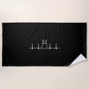 Herzgeschenk für Schwarze Katzen Strandtuch