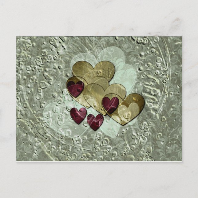 Herzgeschenke | Gold und Ruby Postkarte (Vorderseite)