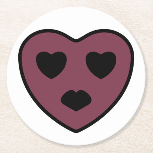 Herzgesicht Schmollmund Runder Pappuntersetzer
