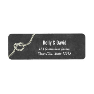 Herzgespitzte Knot Chalkboard-Rücksendeadresse