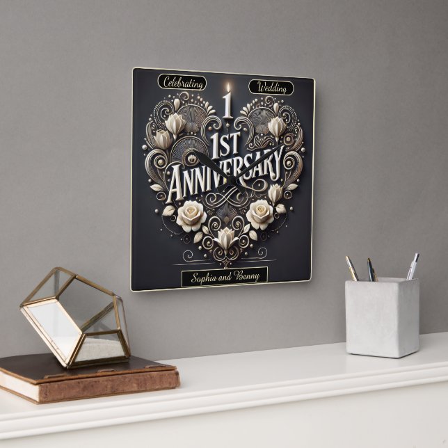 Herzgestalterische Elegance für alle Altersgruppen Quadratische Wanduhr (Büro)