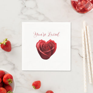 Herzgestalterische Rote Rose - du bist geliebt- Serviette