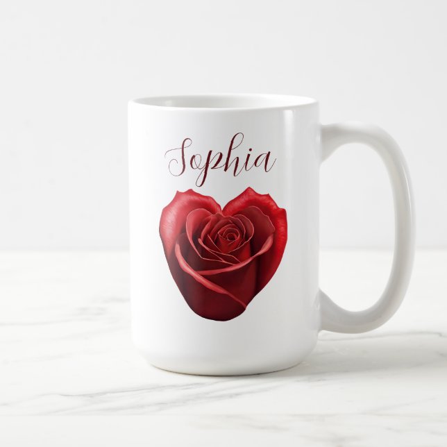Herzgestalterische Rote Rose-Valentinstag Kaffeetasse (Rechts)