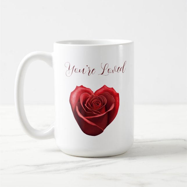 Herzgestalterische Rote Rose-Valentinstag Kaffeetasse (Links)