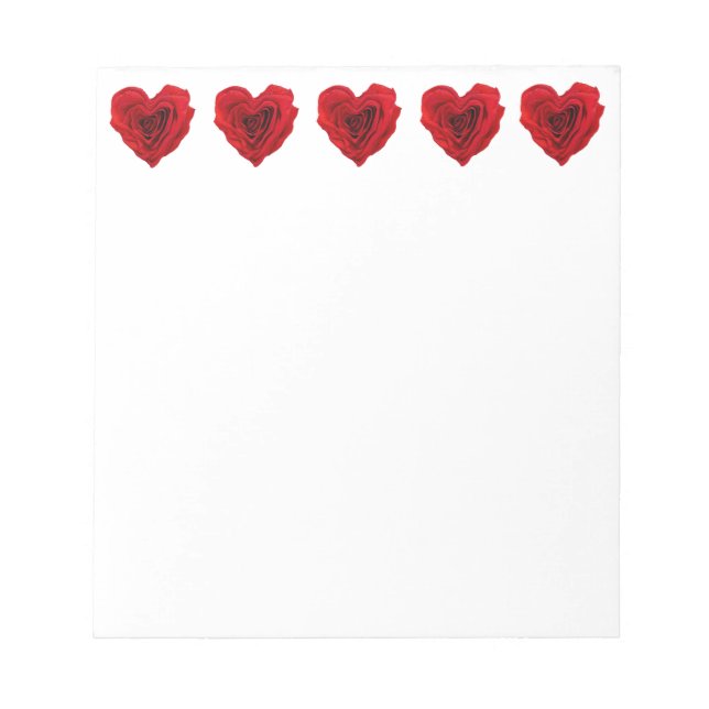Herzgestalterische Rote Rose Valentinstag Notizblock (Vorderseite)