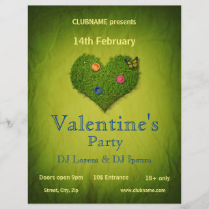 Herzgestalterischer Rasen Valentinstag Party Flyer