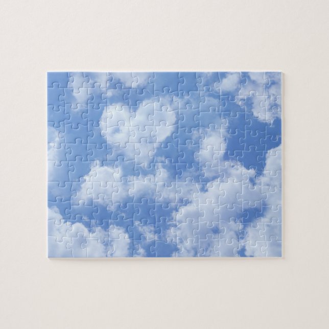 Herzgestaltete Cloud Lovely Blue Template Elegant Puzzle (Horizontal)