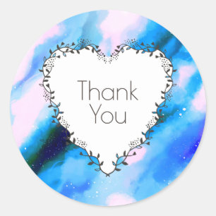 Herzgestaltete Kleider auf Blue Abstrakt Danke Runder Aufkleber