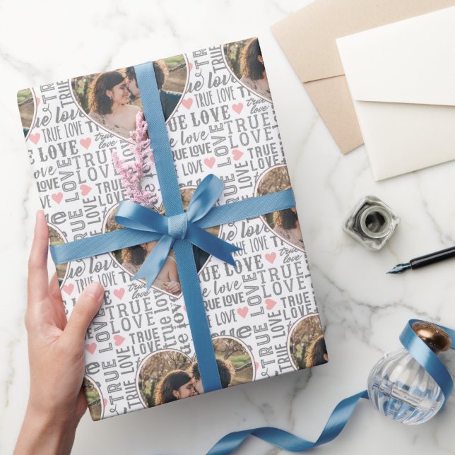 Herzgestaltetes Foto Wahre Love Valentines oder Ho Geschenkpapier (Schenken)