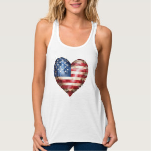 HERZGESTELLTE PATRIOTISCHE ROTE WEISSE BLUE FLAG TANK TOP