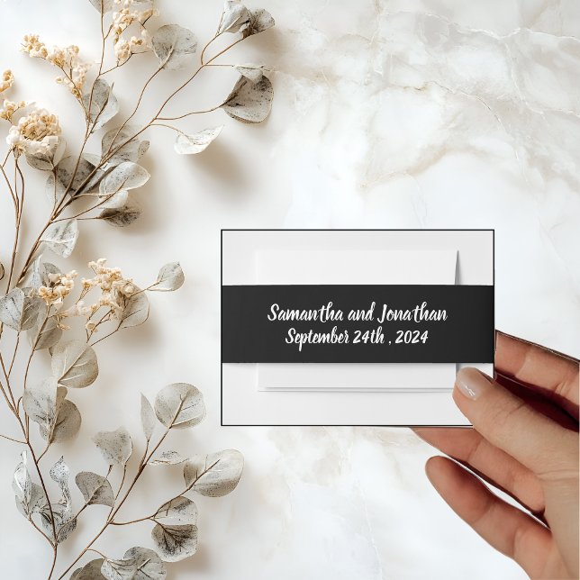 Herzgestreifte Blume auf der Black Gold Foil Hochz Einladungsbanderole (Von Creator hochgeladen)