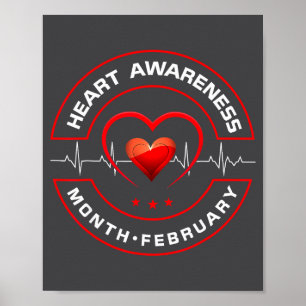 Herzgesundheitsmonat Februar Amerikanische Herzges Poster