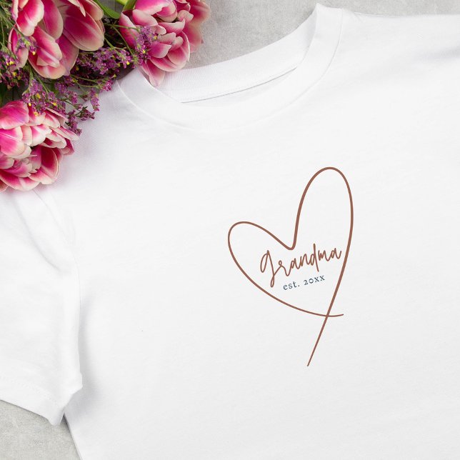 Herzgrandma Mocha Etabliertes Jahr T - Shirt (Heart Grandma Mocha Established Year T-Shirt
)