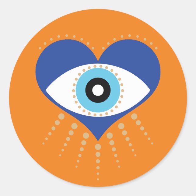 Herzgriechisches Böses Auge Runder Aufkleber (Vorderseite)