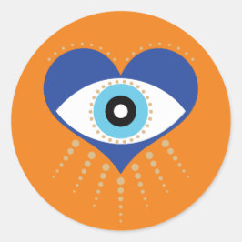 Herzgriechisches Böses Auge Runder Aufkleber
