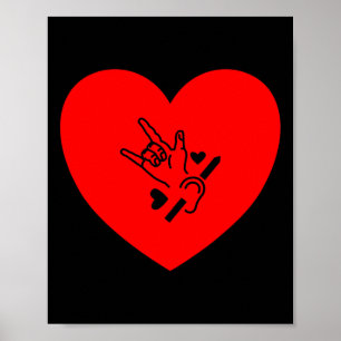Herzhand-Gebärdensprache - Gehörlosigkeit Poster