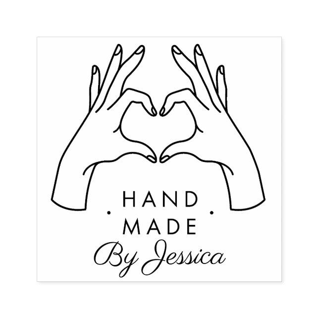 Herzhände aus Liebe gefertigt - Stempel (Prägung)